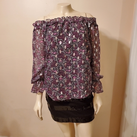 INC International Concepts Off-The-Shoulder Peasant Top Margaret Floral Size S - Picture 3 of 9